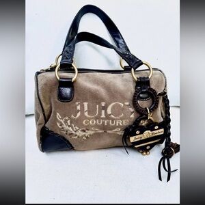 Juicy Couture Tan and Black Satchel with Signature Charm